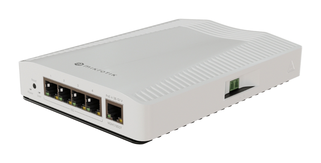 CRS304-4XG-IN-MikroTik 4 Port 10GBASE T RJ45 Fanless DIN Rail Switch (CRS304-4XG-IN)