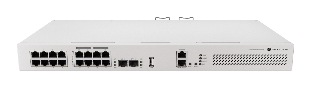 CRS418-8P-8G-2S+RM-Mikrotik CRS418-8P-8G-2S+RM 16× Gigabit Router Switch, 8× PoE-out, 2× 10G SFP+ CRS418-8P-8G-2S+RM-Mikrotik CRS418-8P-8G-2S+RM 16× Gigabit Router Switch, 8× PoE-out, 2× 10G SFP+