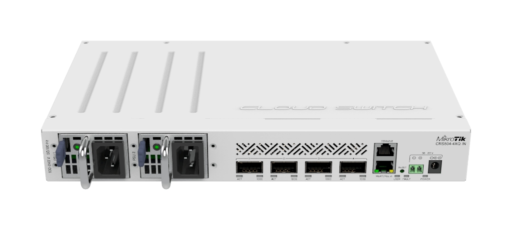 CRS504-4XQ-IN-MikroTik 4× 100G QSFP28, 16× 25G Breakout, 800 Gbps Omurga Switch (CRS504-4XQ-IN)