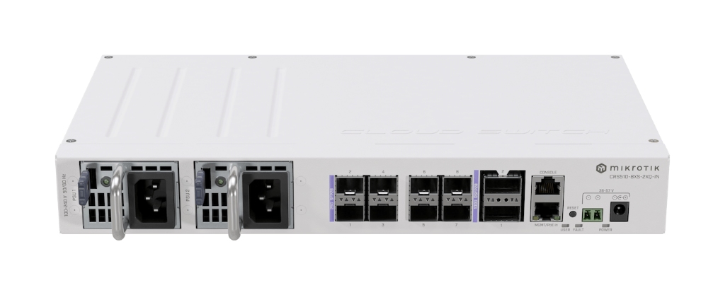 CRS510-8XS-2XQ-IN-MikroTik 100G Core Switch, 2×100G QSFP28 8×25G SFP28, MLAG Desteği (CRS510-8XS-2XQ-IN)