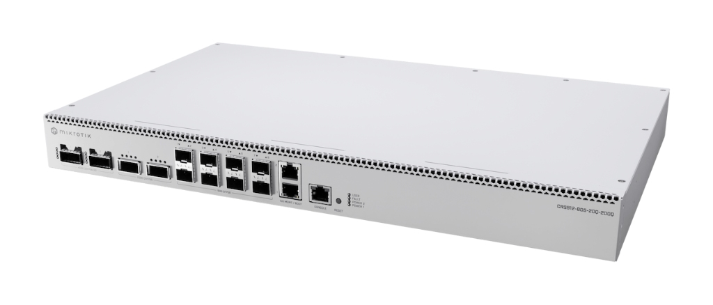 CRS812-8DS-2DQ-2DDQ-RM-Mikrotik CRS812-8DS-2DQ-2DDQ-RM | 400G Leaf Spine Switch, 2×400G QSFP-DD, 8×50G SFP56