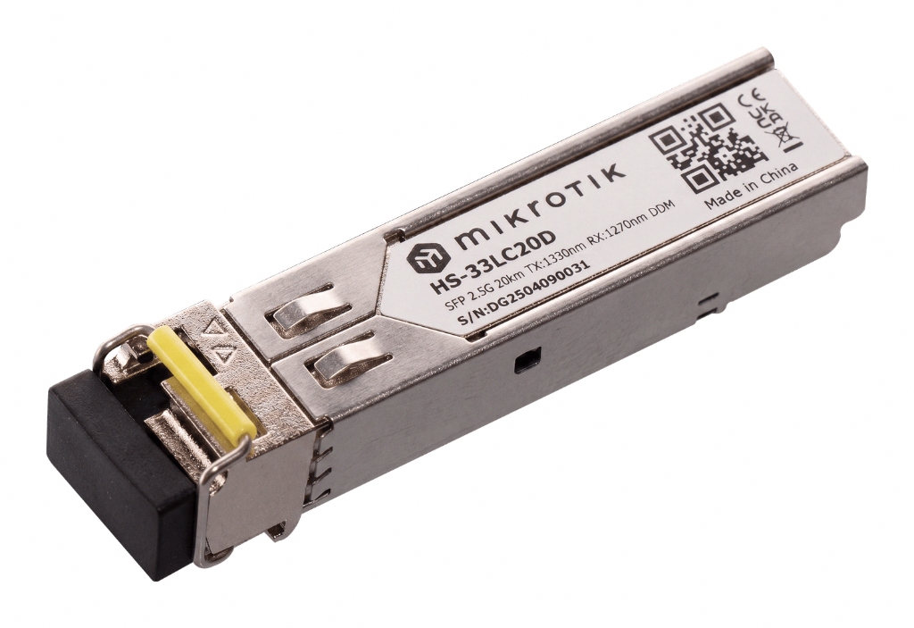 -MikroTik HS-2733LC20D | 1G/2.5G BiDi Single-Mode SFP Çifti, Tek Fiber, 20 km, LC, DDM