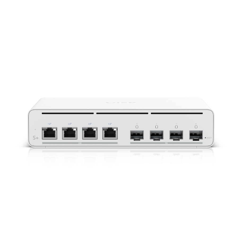 UISP-S-Plus-UBNT UISP Switch Plus (UISP-S-Plus) - 4× 2.5 GbE PoE ve 4× 10G SFP+ Portlu, 160W PoE Bütçesiyle ISP Switch UISP-S-Plus-UBNT UISP Switch Plus (UISP-S-Plus) - 4× 2.5 GbE PoE ve 4× 10G SFP+ Portlu, 160W PoE Bütçesiyle ISP Switch